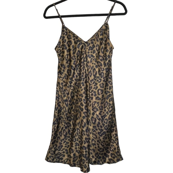 Zara Leopard  Print Satin Mini Slip Dress NWOT - Picture 5 of 7